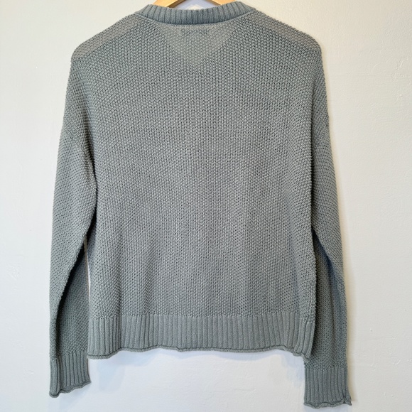 AE | Open Knit Henley Olive Green VSCO Cozy Pullover Sweater - Picture 3 of 14